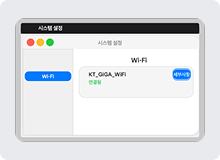 ��Ʈ��ũ �޴����� AirPort�� ������ ȭ��